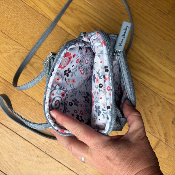 Vera Bradley CARBON GRAY Microfiber Mini Hipster Crossbody Bag - Picture 4 of 5